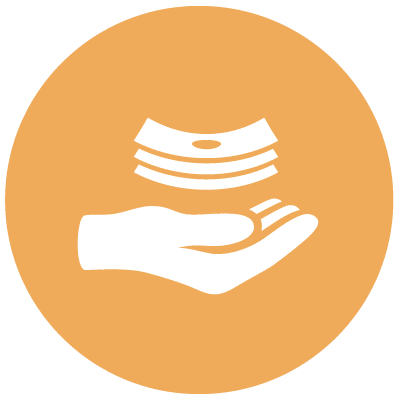 hand holding money fundraise icon