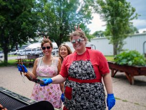 Staff having a cook out